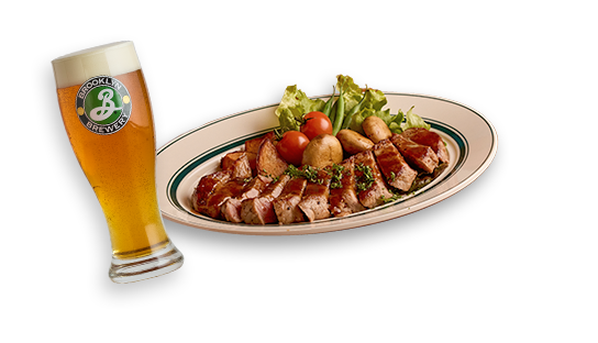 肉料理とビール